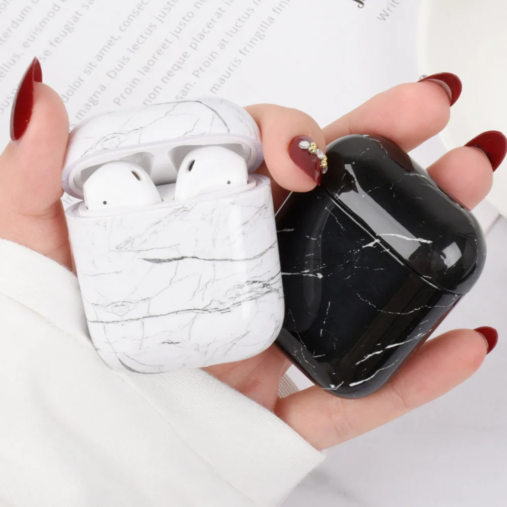 Чехол для оригинального Apple Airpods мраморный милый чехол 2 1 аксессуары наушников Air