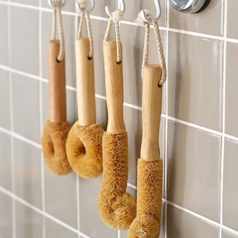 Щетка для чашек с кокосовым деревом щетка бутылок длинной ручкой кухонный Пинцет