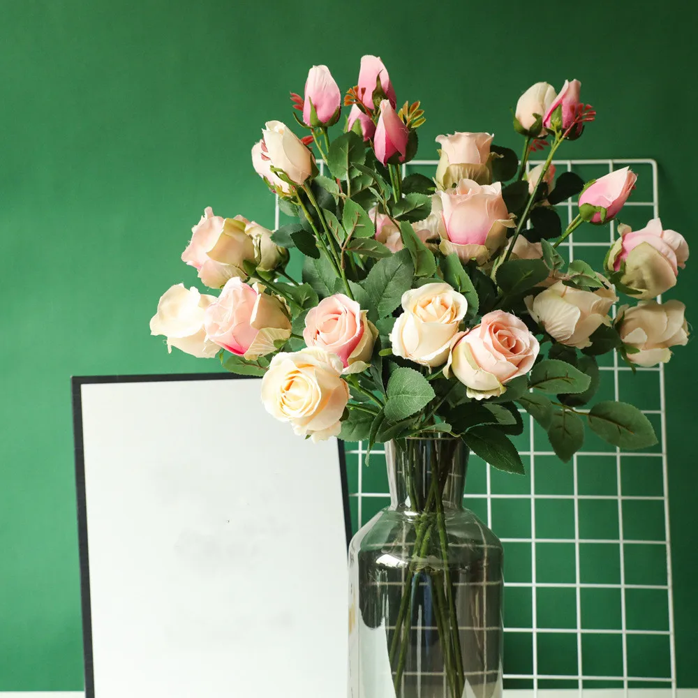 

Artificial Flower Rose Green Plant 67CM Red INS Living Room Wedding Hotel Valentine's Day Gift Decoration