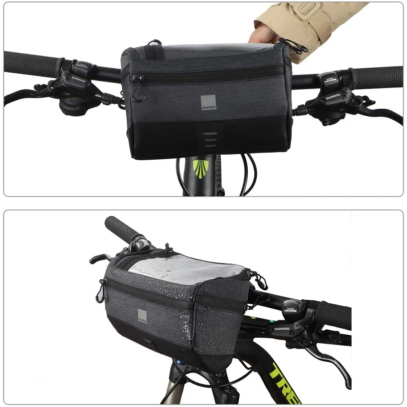 

Bicycle Handlebar Bag Cycling Front Basket Waterproof Riding Storage Bag Touchable Transparent Mountain Bike Mobile Phone Holder