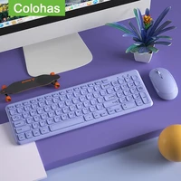 2 4g wireless gaming keyboard for macbook laptop wireless magic keyboard mouse set for pc gamer pink girl portable laptop keypad