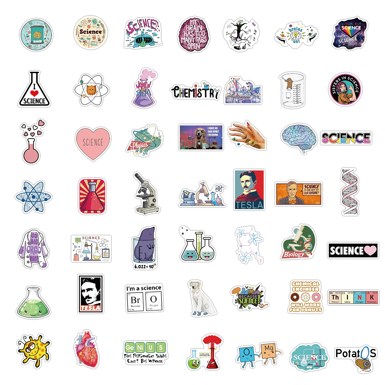 Pegatinas de Laboratorio de Ciencia, f&iacute;sica y qu&iacute;mica para guitarra, equipaje DIY, port&aacute;til, monopat&iacute;n, motocicleta, pegatinas de bicicleta, 10/50/100 Uds.-4
