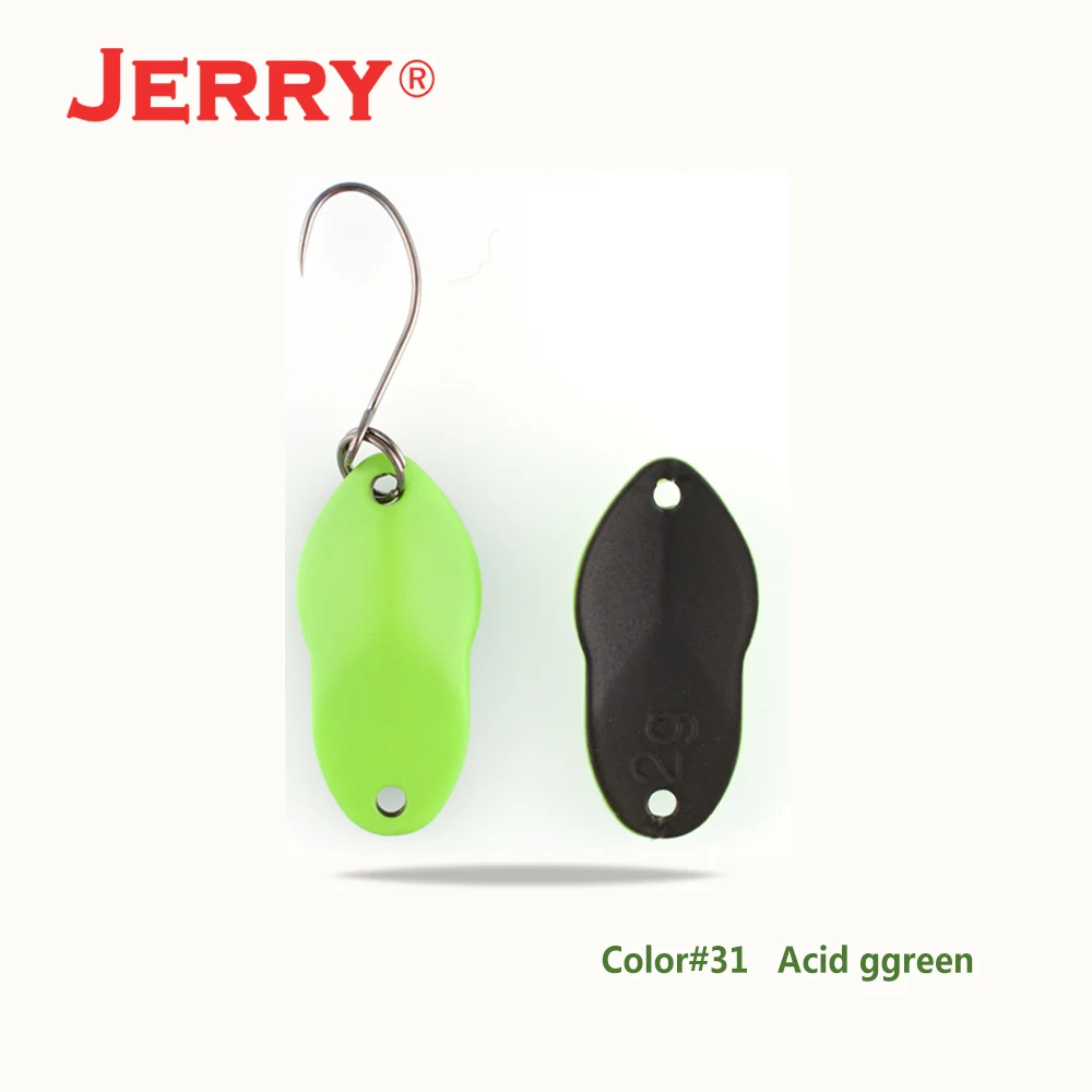 Acid green Jerry 2 г 3 г микро рыболовные приманки сверхлегкие латунные металлические жесткие приманки один крючок пресноводная зона форель Щука окунь ложка безделушка pesca - Цвет: Acid green