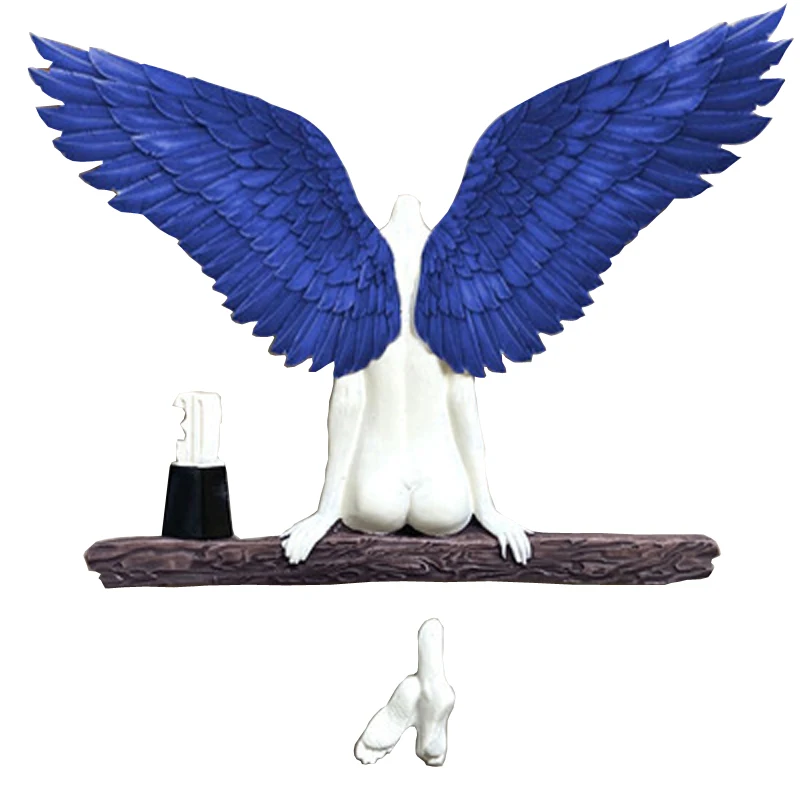 

New Angel Wings Wall Sculpture Art Decoration Vivid 3d Angel Resin Statue Ornament Wall Decor For Living Room