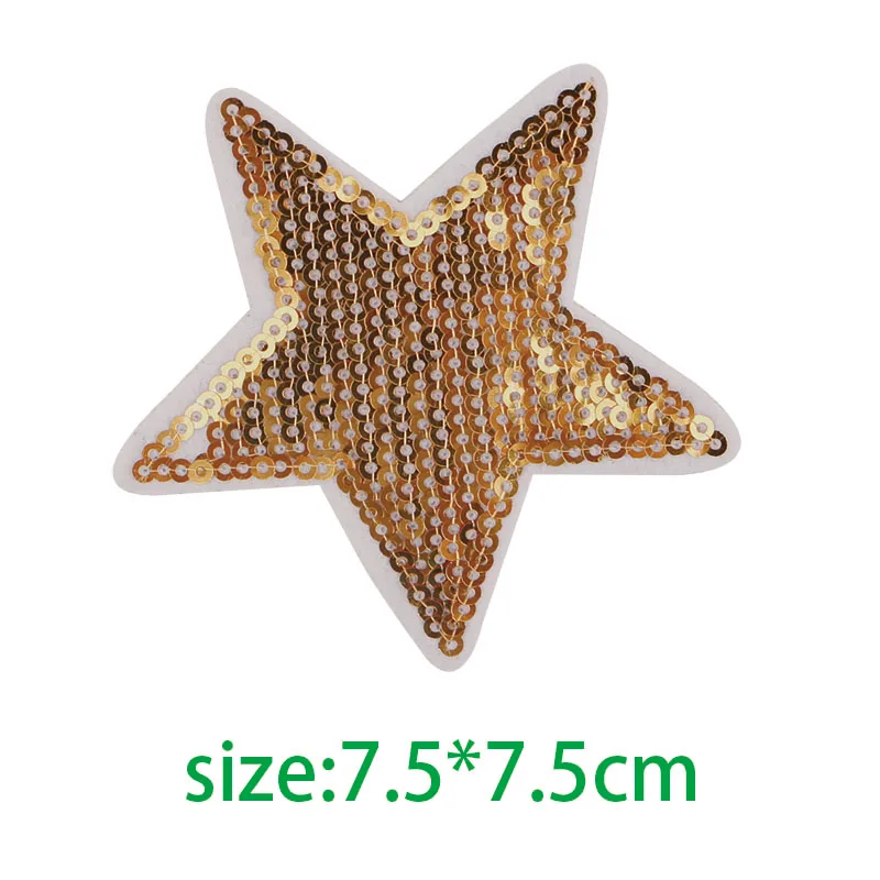 2 Pcs Cartoon Decorative Stars scissors Sequin icon Embroidered Applique Patches For DIY Iron on Badges Stickers a backpack | Дом и сад