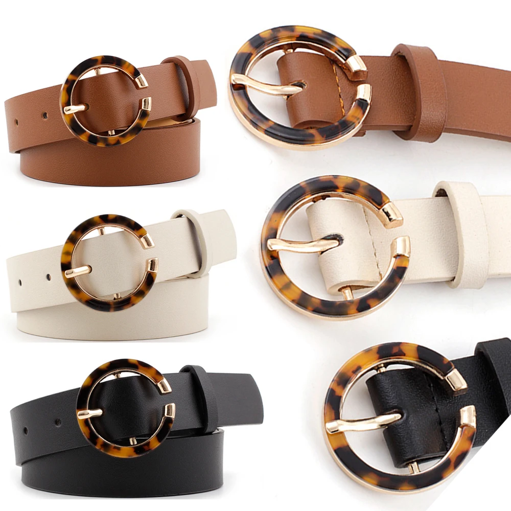 1 шт. женский ремень из ПУ кожи с круглой пряжкой | Аксессуары для одежды