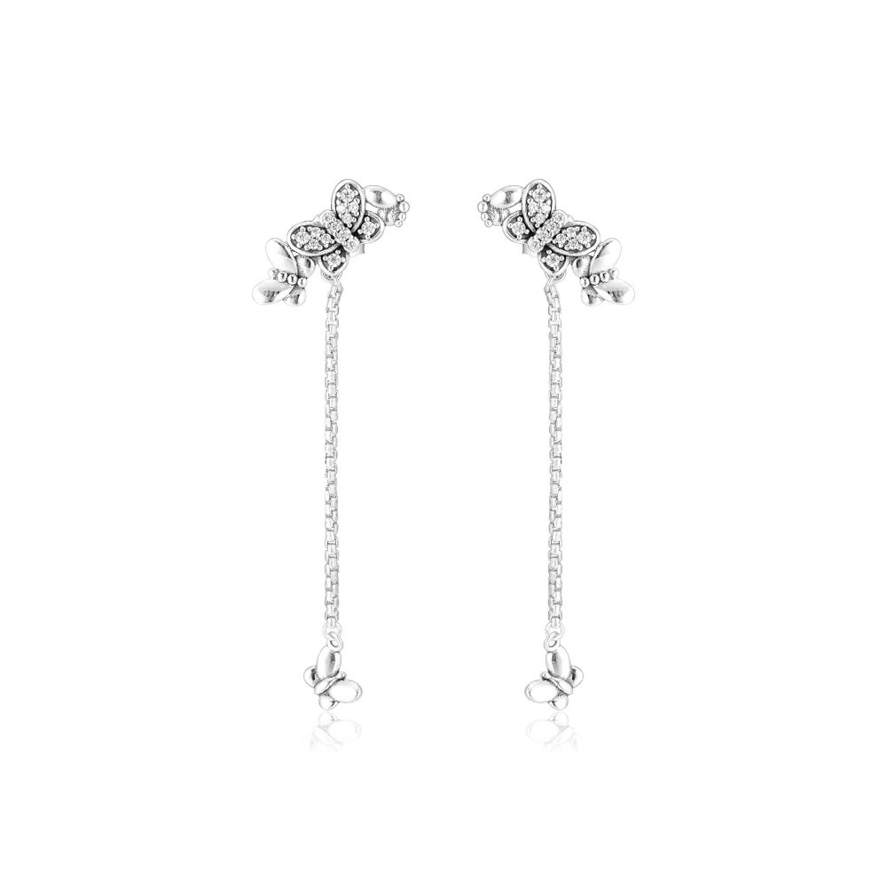 Butterflies Длинные серьги серебро 925 Ювелирная цепочка из бисера серьги-гвоздики для женщин подарок настоящие 925 пробы серебряные серьги - Окраска металла: Butterflies