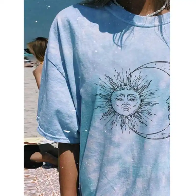 

Summer Women Printed Harajuku Plus Size Streetwear Punk Fashion Short Sleeve Loose