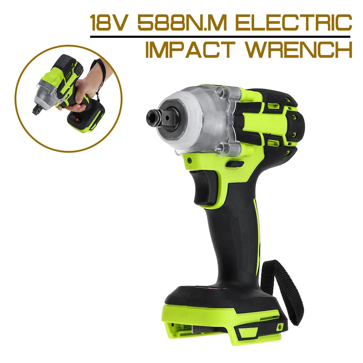Elétrica sem Escova Chave de Impacto Chave de Soquete Elétrica sem Fio Recarregável sem Bateria Ferramenta 18v 588n.m 1 – 2