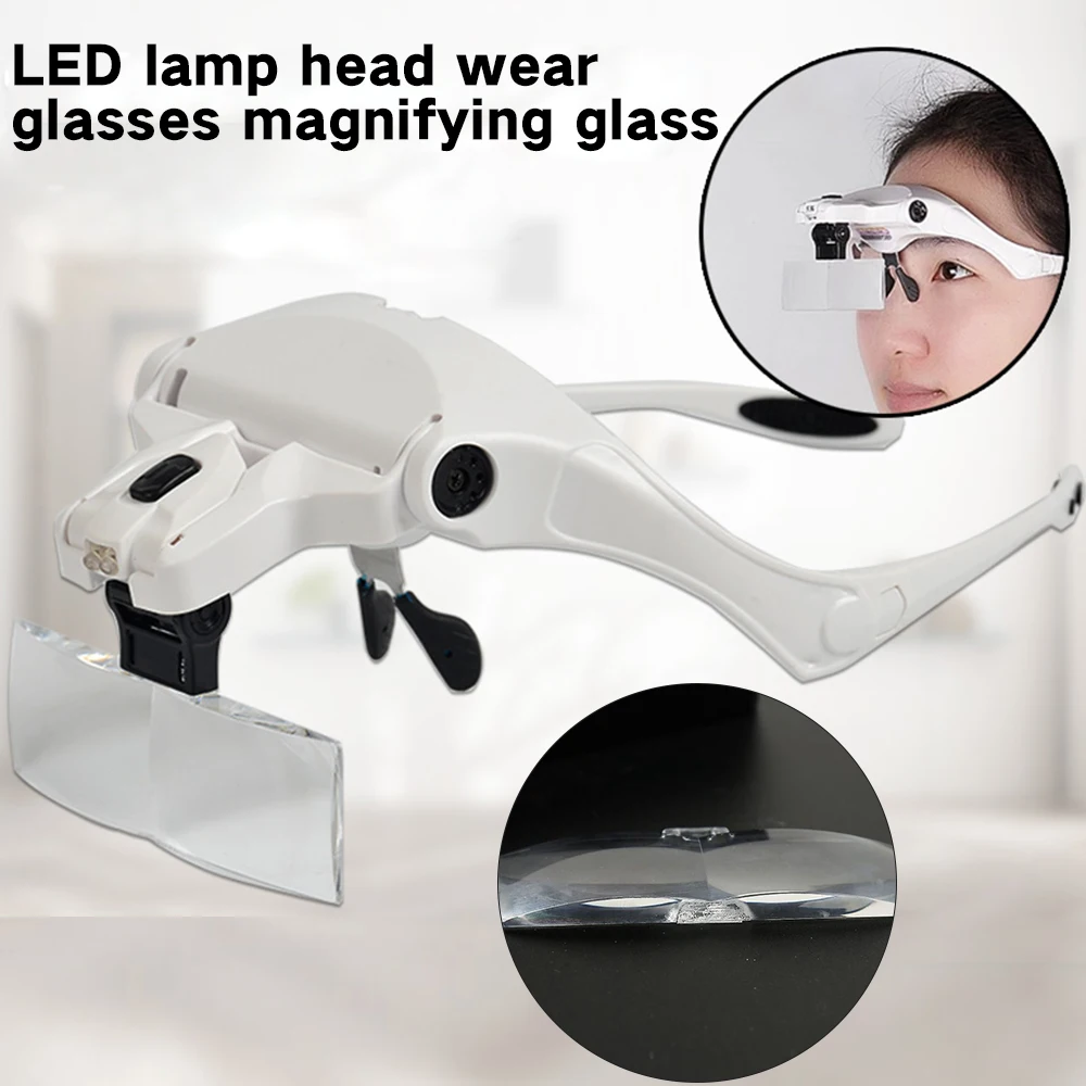 

Magnifying Glasses LED Light Lamp Head Loupe Jeweler Headband Magnifier Eye Glasses Optical Glass Tool Repair Reading Magnifier