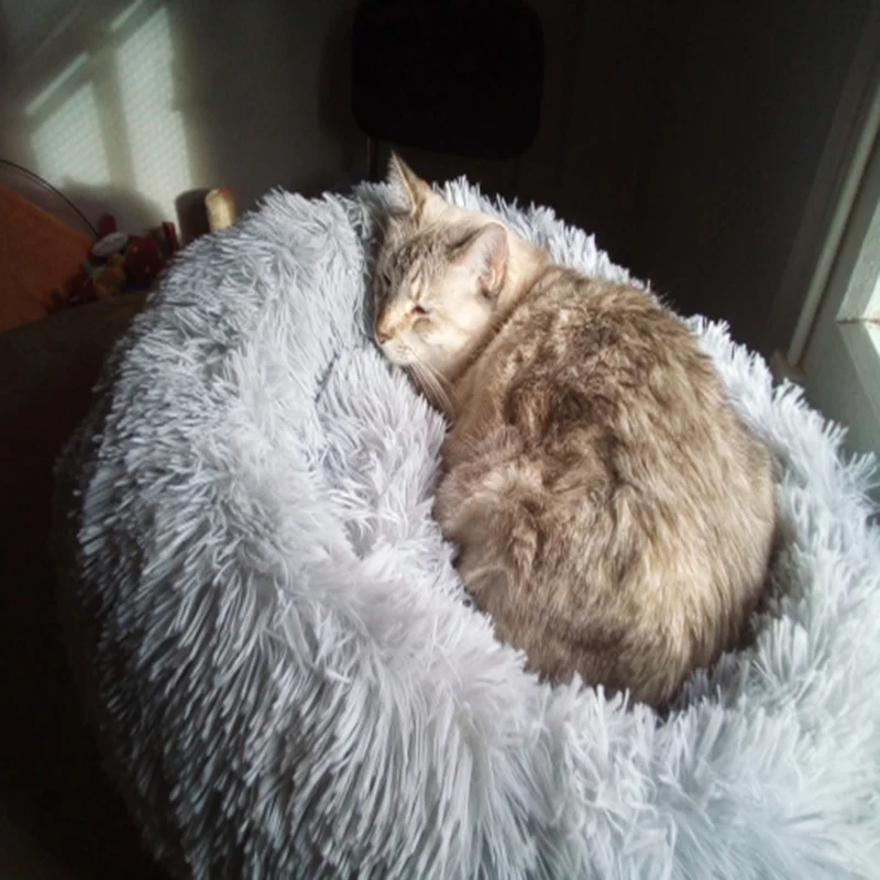 Кровать для домашних животных кошек собак мягкая теплая круглая кровать домик