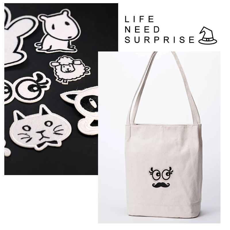 Нашивки с вышивкой в виде аниме кота для одежды значки Аппликации термонаклейки