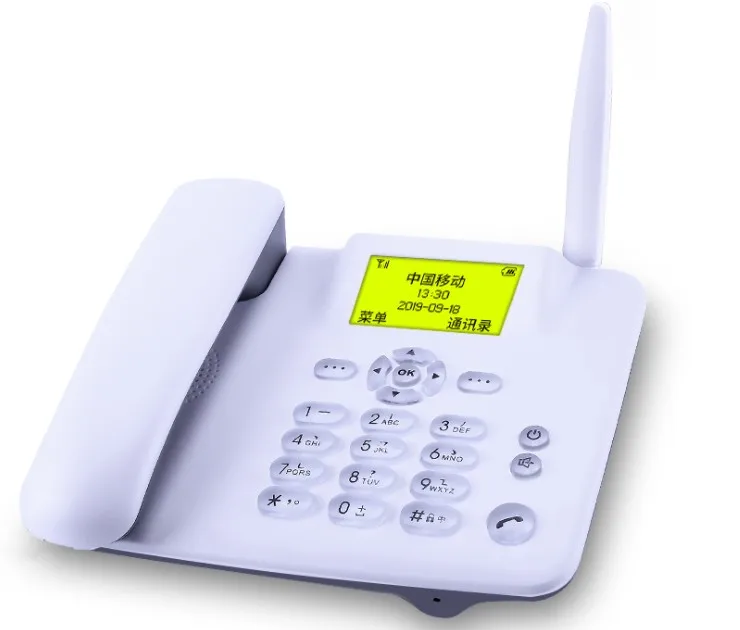 GSM sim-карта Настольный беспроводной телефон домашний стационарный телефон настенное крепление с fm-радио стационарный радиотелефон проводной телефон домашний черный - Цвет: Белый