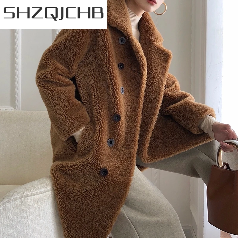 

JCHB 2021 Real Fur Women Coat Sheep Shearing Winter Coat Women Korean Fashion Real Lamb Fur Coat for Women Clothes ZR-CHANG12 Y