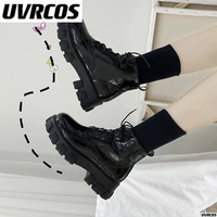 the new fall 2022 martin boots womens british style lace up high top platform motorcycle boots rider boots