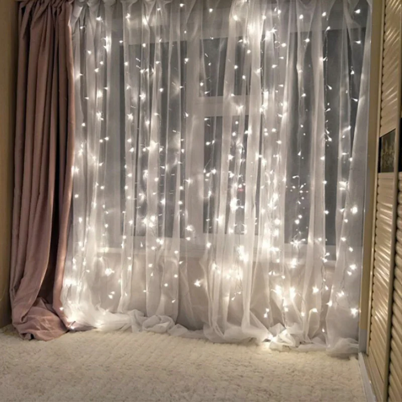 

New 3X3M LED Home Outdoor Holiday Christmas Decorative Wedding Xmas String Fairy Curtain Garlands Strip Party Lights