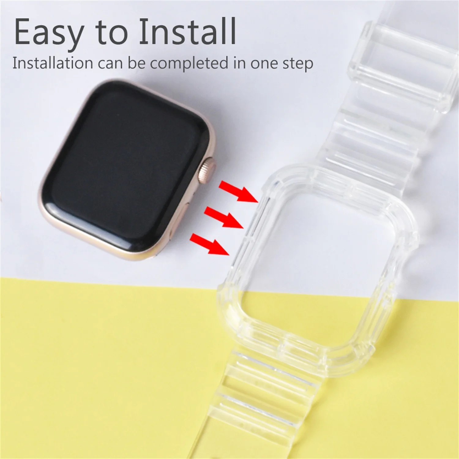 Sport Clear Band + Case for Apple Watch 8 7 6 SE 5 4 3 Transparent silicone Strap for iwatch Strap 40mm 44mm 42MM 41MM 45MM 49MM