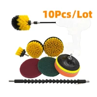 10pcs drill brush power cleaning scrubber nylons attachment kit with extender for bathroom tub shower tile and car scrub pad