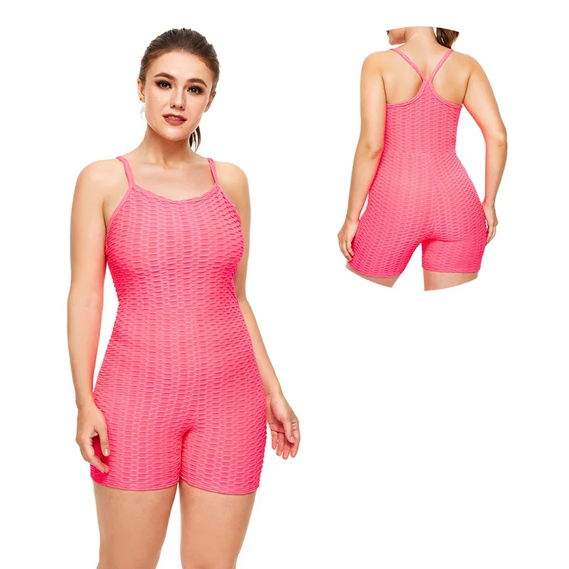 

One-piece Sleeveless Jacquard Yoga Suits Women Highly Elastic Backless Sport Gym Set Female Breathable Fitness Outfits