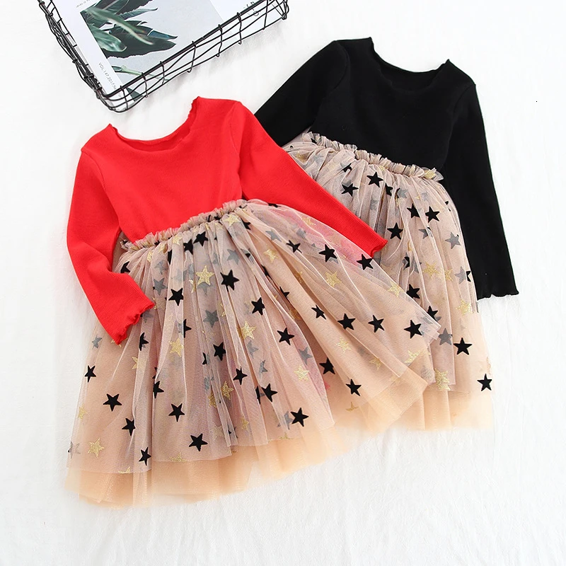 

Детское платье с пятиконечной звездой, с длинным рукавом, весна, 2020