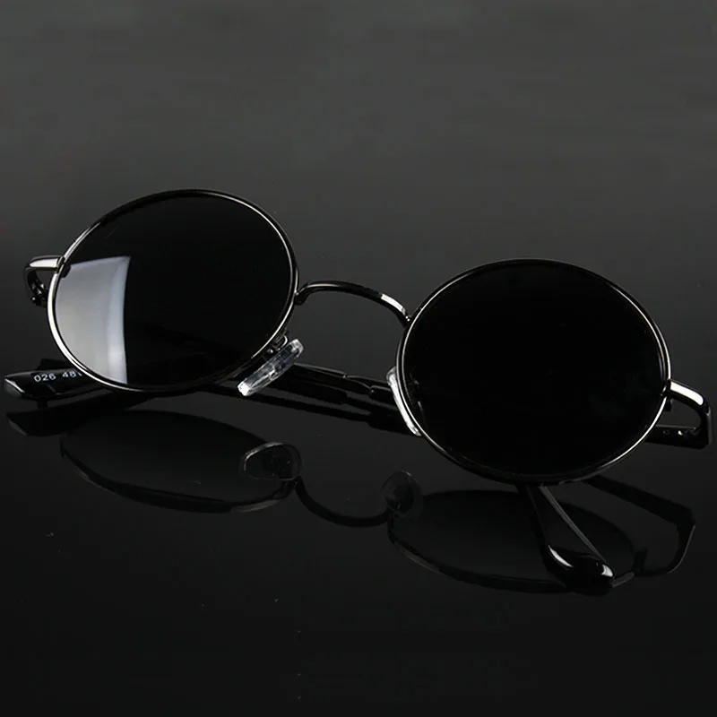 

Retro Classic Vintage Round Polarized Sunglasses Men Brand Designer Sun Glasses Women Metal Frame Black lens Eyewear Driving