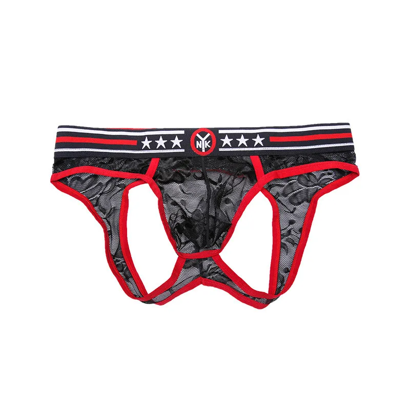 Мужские сексуальные кружевные трусы плавки с низкой посадкой u образная выпуклая