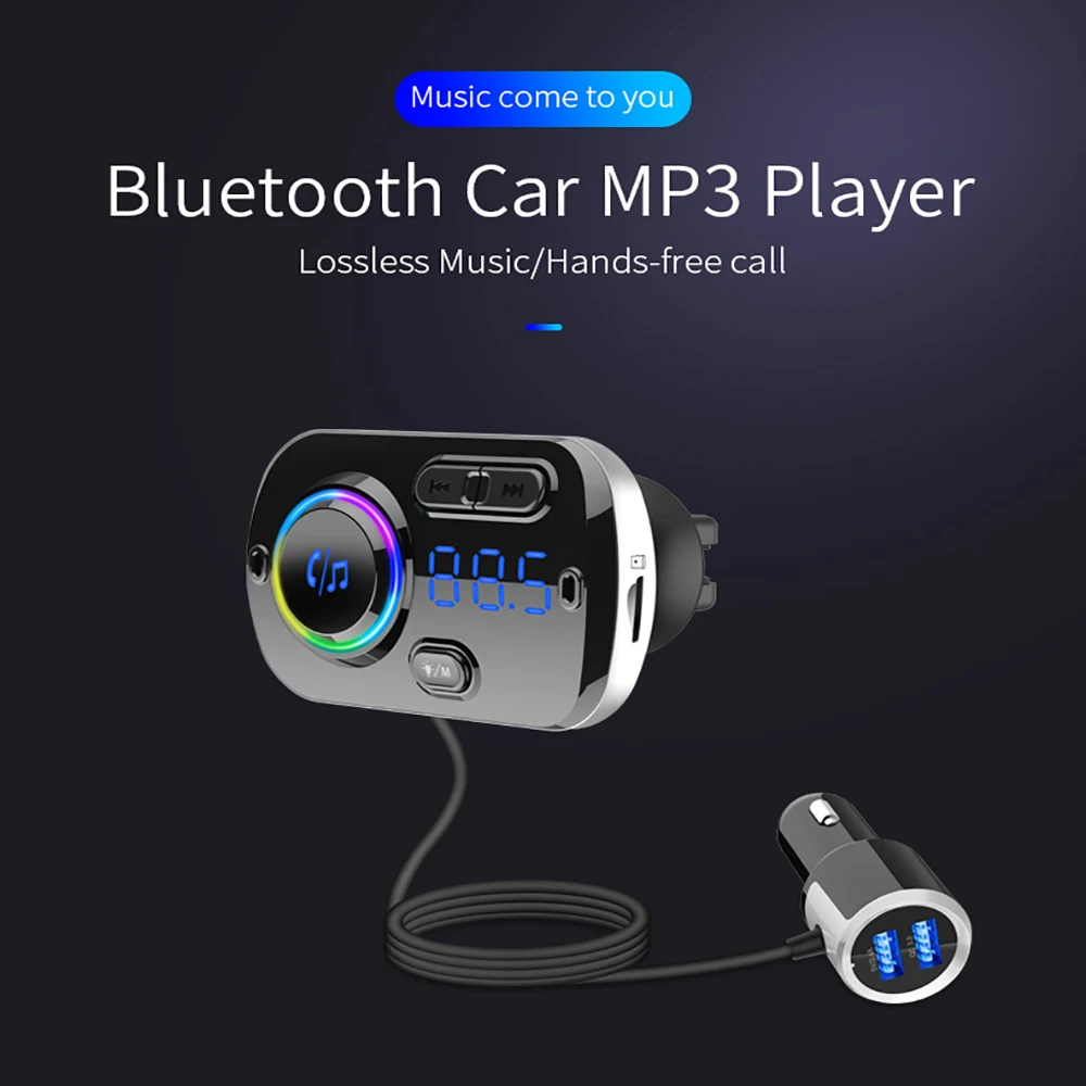 FM Transmitter Bluetooth 5.0 Carkit Handsfree AUX Audio Car Player A2DP Wireless MP3 Support TF Card Playback | Автомобили и