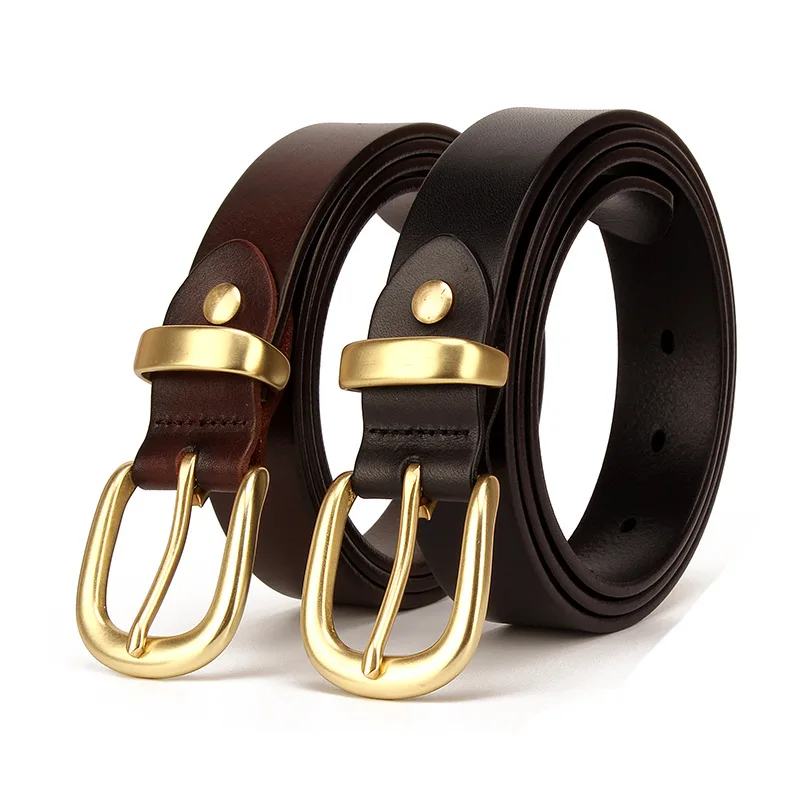 Fashion Genuine Leather Belts for Female Vintage brass buckle Design Cowskin Belt Woman Top Quality Women belt width 2.9cm