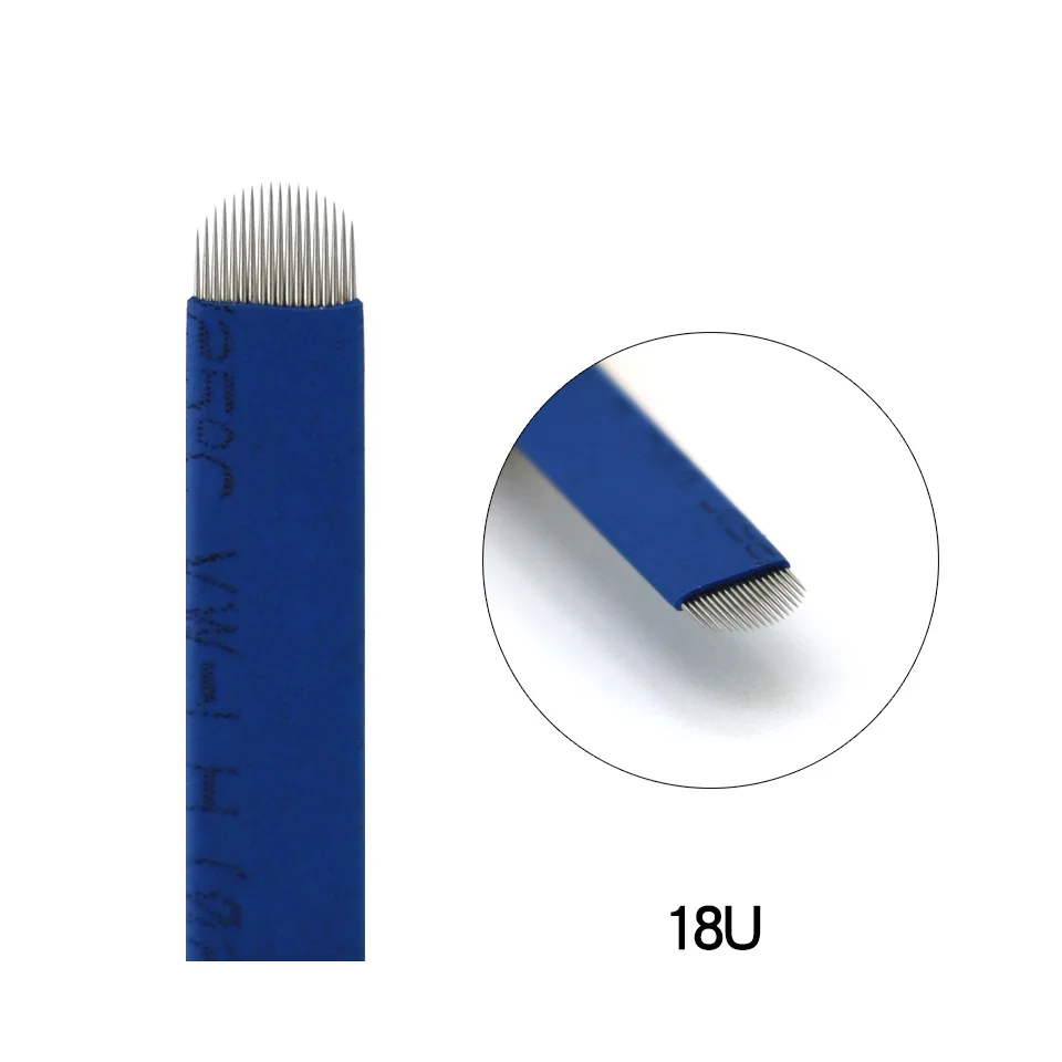 

100 PCS 18 Pin U Shape Tattoo Needles Permanent Makeup Eyebrow Embroidery Blade For 3D Microblading Manual Tattoo Pen