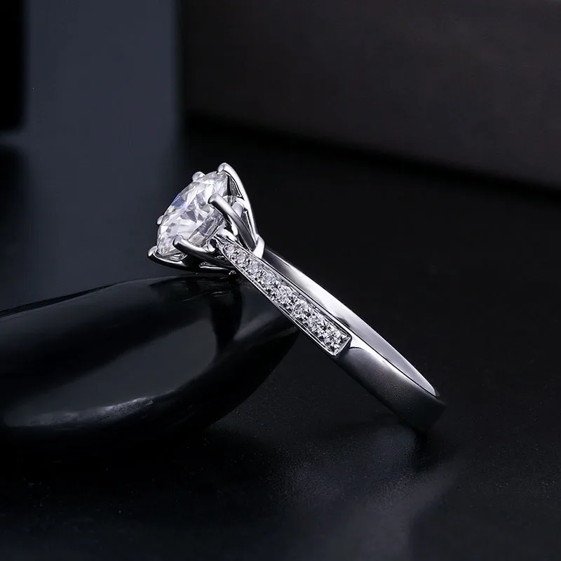 Чистое Белое золото 18 К 1ct 2ct 3ct круглый разрезанный Муассанит кольцо однорядное сверло обручальное кольцо на головщину для женщин