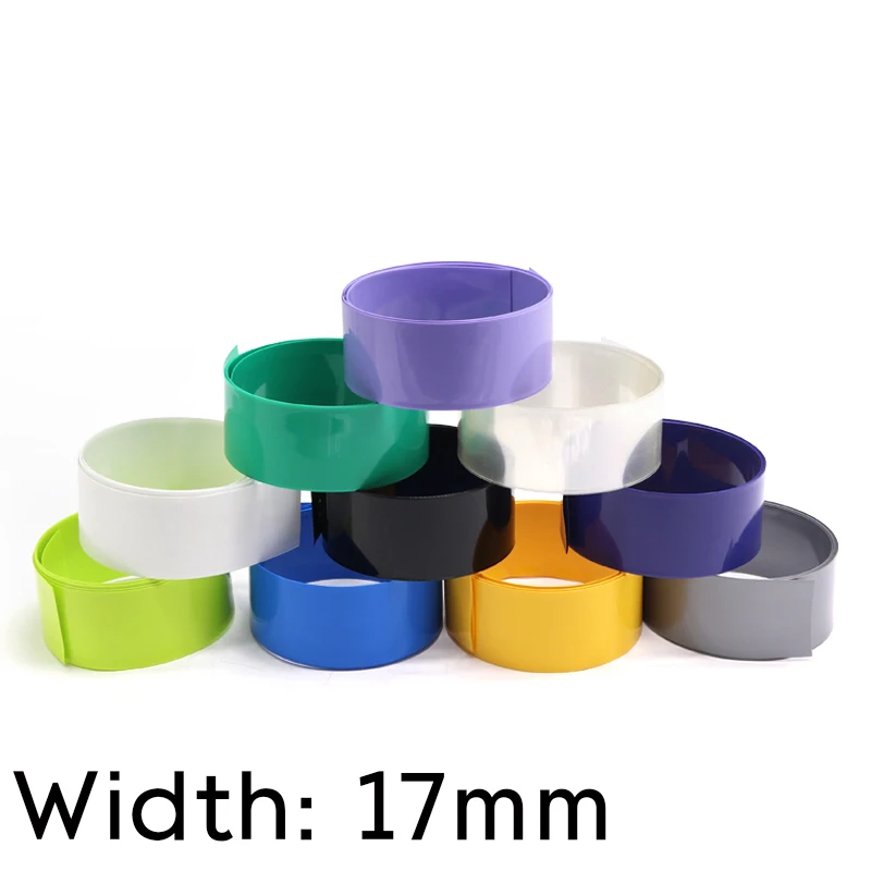 

2M Width 17mm PVC Heat Shrink Tube Dia 10.8mm Lithium AAA Battery Insulated Film Wrap Protection Case Pack Sleeve 1 meter