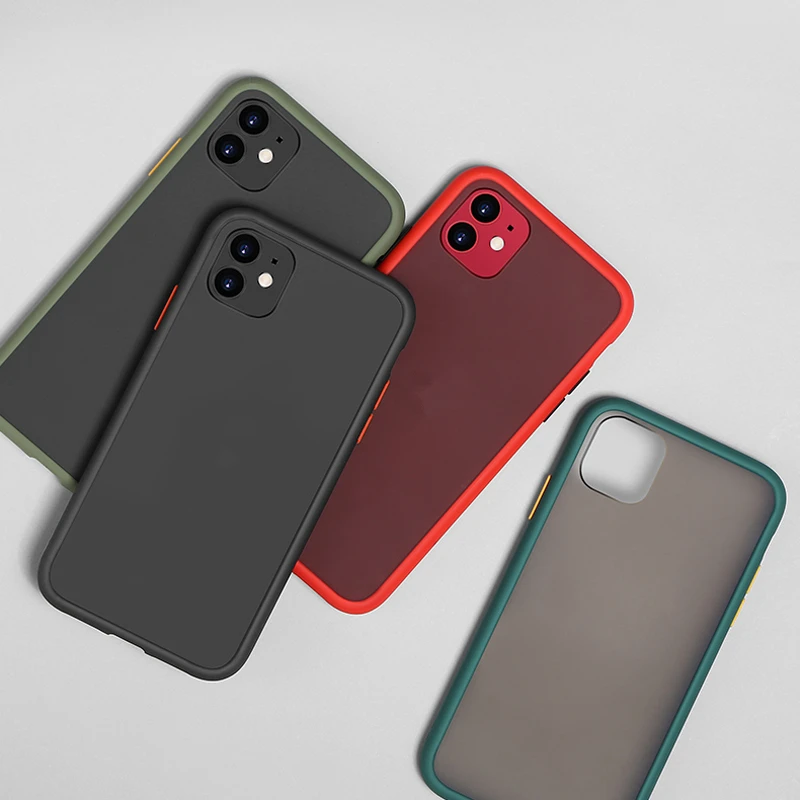 Phone Case For iPhone 11 Pro X XR XS Max 7 8 Plus Luxury Contrast Color Frame Matte Hard PC Protective EY442 |