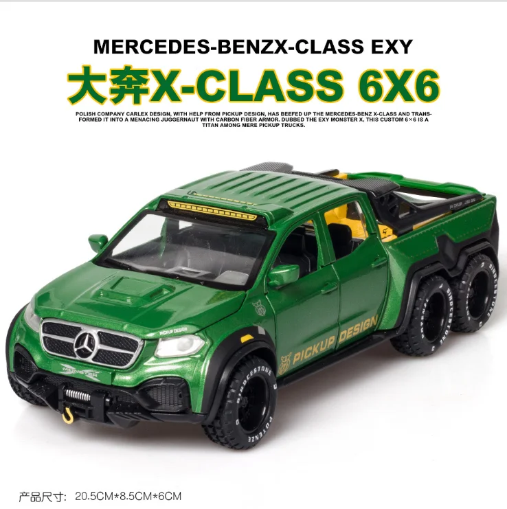 

1: 28 имитация x-class 6x6 внедорожник из сплава детские игрушки на день рождения, новый год, рождественский подарок, зеленый автомобиль