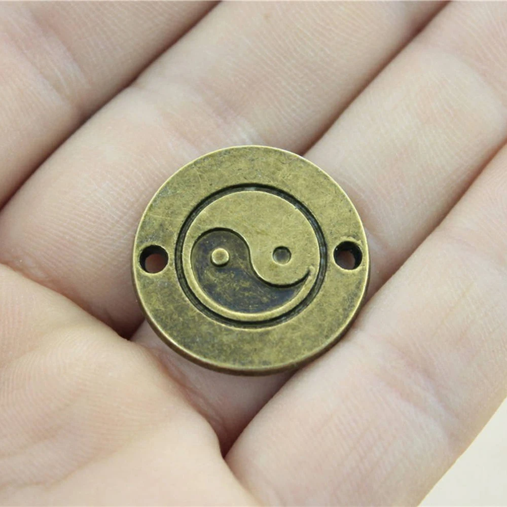 

WYSIWYG 10pcs 25x25mm Antique Bronze Tai Chi Charms Connector Yin Yang Connector Charm Tai Ji Connector Charm