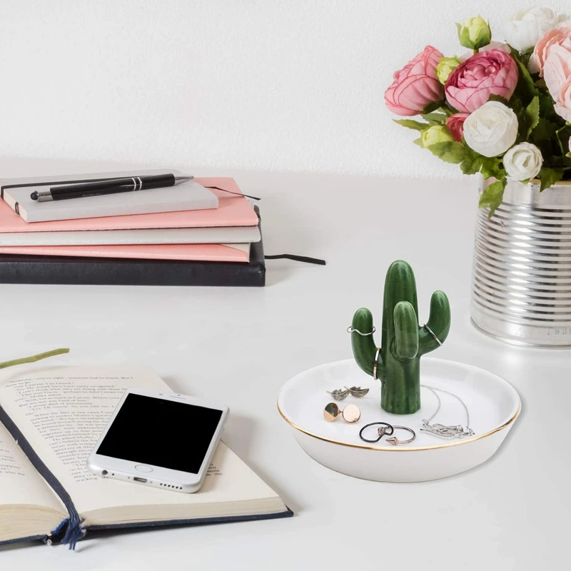 Кактус кольцо держатель Башня Серьги безделушка ЛОТОК блюдо керамические