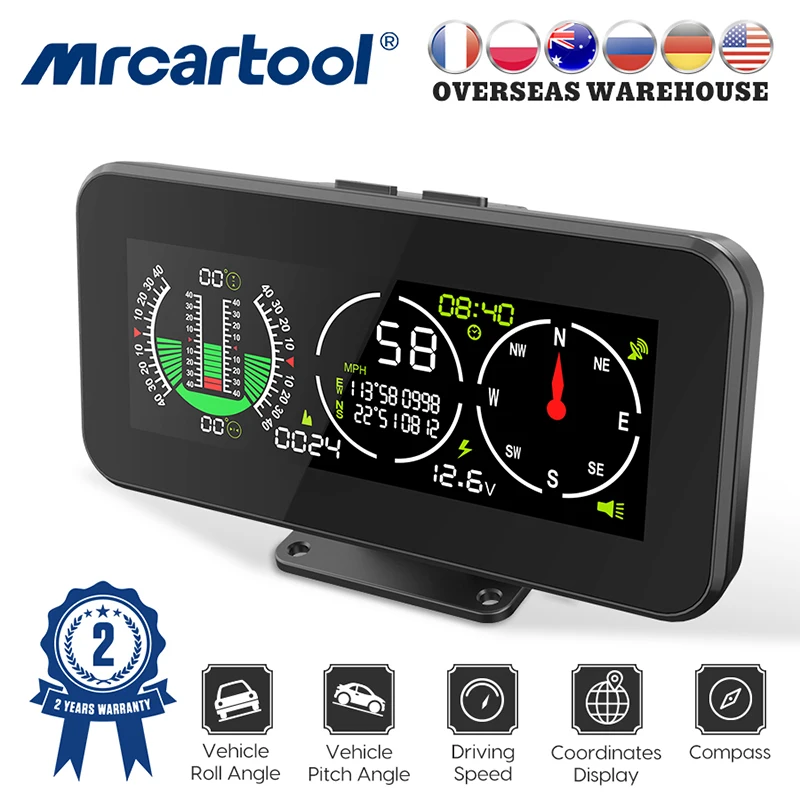 MRCARTOOL M60 Car Speedometer GPS Speed Inclinometer Off-road Car Slope Digital Temperature Meter Automotive Intelligent System