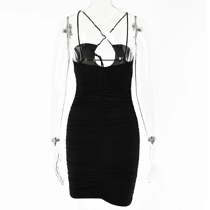 

Sexy Halter Slim Dress Women Solid Hollow Out Strapless Mini Bandage Dresses Summer Backless Beach Party Ladies Vestidos