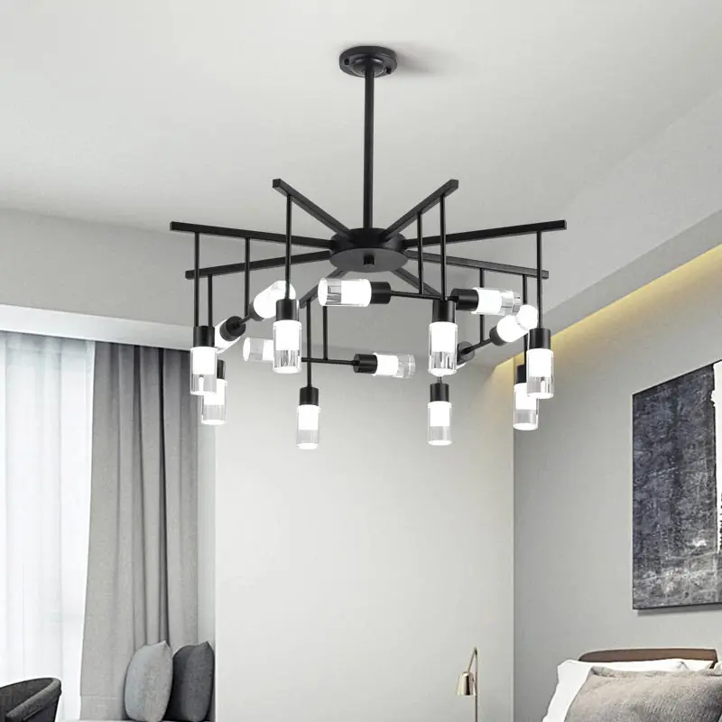 Скандинавская лампа, светодиодная люстра, светильник ing Lustre, дизайн для гостиной, светильник, Светильники для спальни, кухни, домашнее украшение, черный металл
