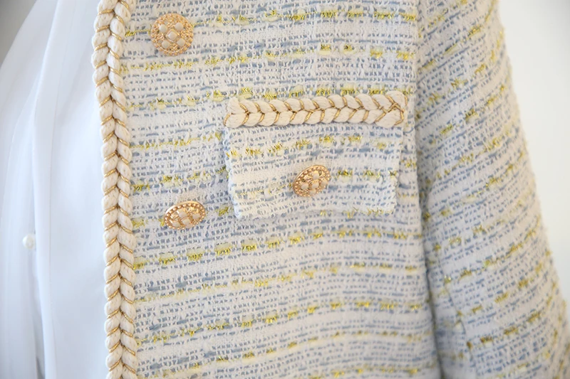 Женский твидовый костюм в клетку SWEETXUE однобортный пиджак с карманами + мини юбка