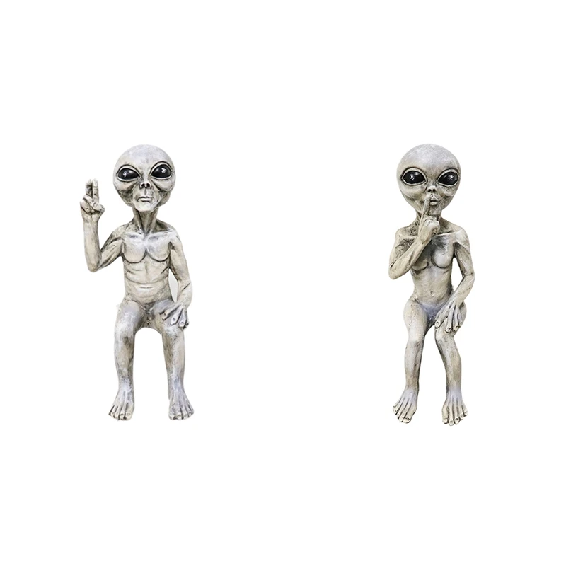 

Outer Space Alien Statue Martians Garden Figurine Set for Home Indoor Outdoor Figurines Garden Ornaments Miniatures