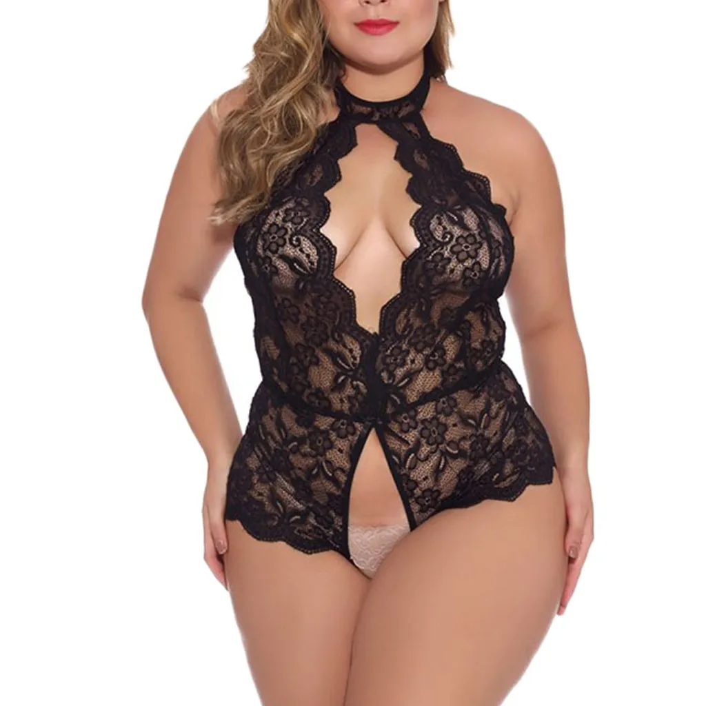 

Porno Women Sexy Lingerie Plus Size Perspective Lace Body Crotchless Temptation Erotic Underwear Lenceria Sensual Mujer Teddies