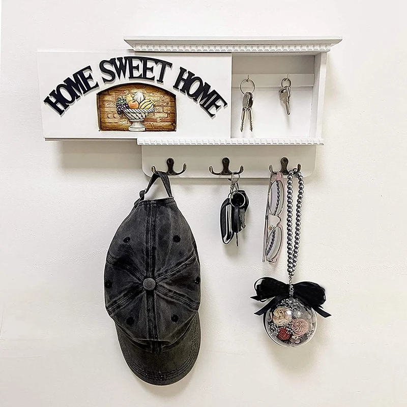 

Mail Holder for Wall Key Rack for Wall White Decorative Entryway Organizer for Wall Key Holder Organizer