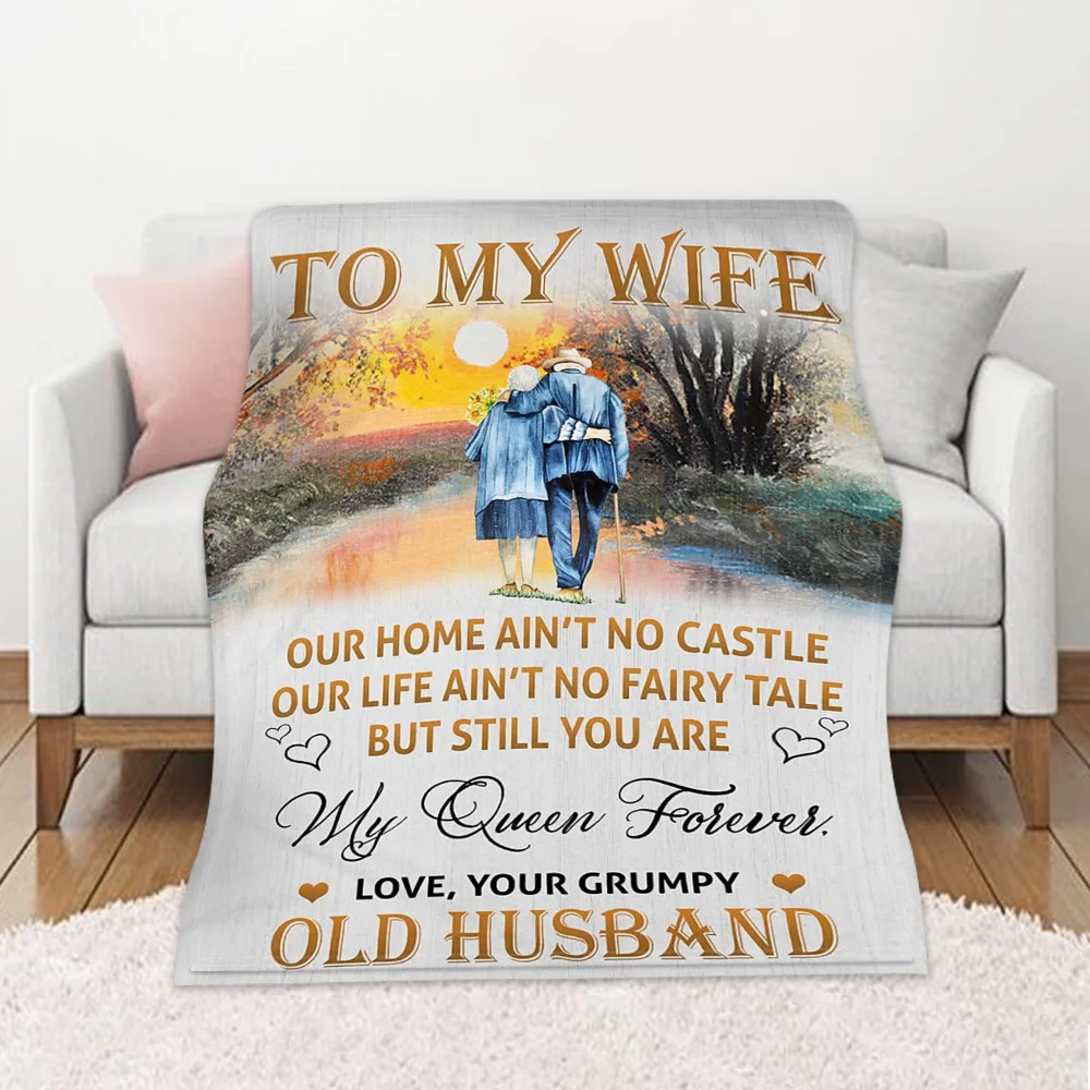 

To My Wife Message Letter Quilt Blanket Flannel Blanket Mantas Home Textiles Bed Sofa Express Love Blanket
