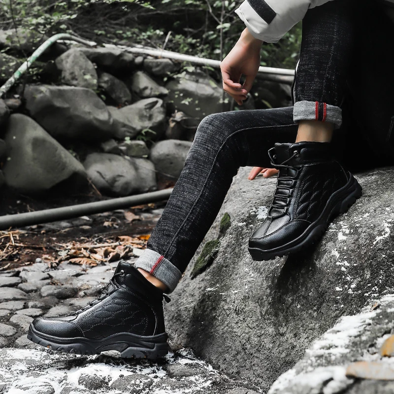 Брендовые бархатные мужские повседневные ботинки из хлопка зимние Нескользящие