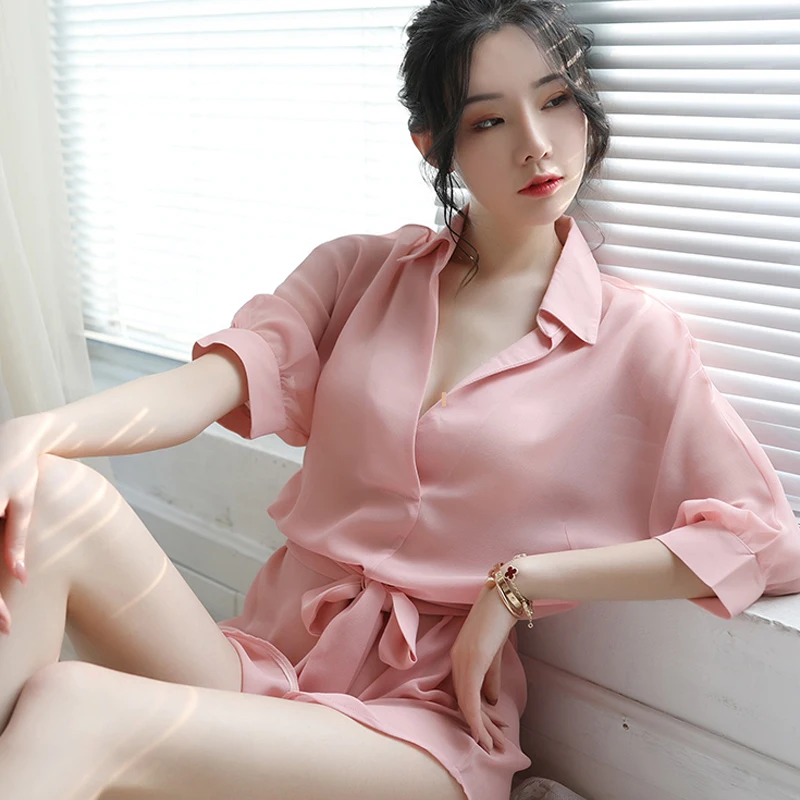 Omysky леди сексуальная ночная рубашка пижама мужская Глубокий V лосьон прозрачная