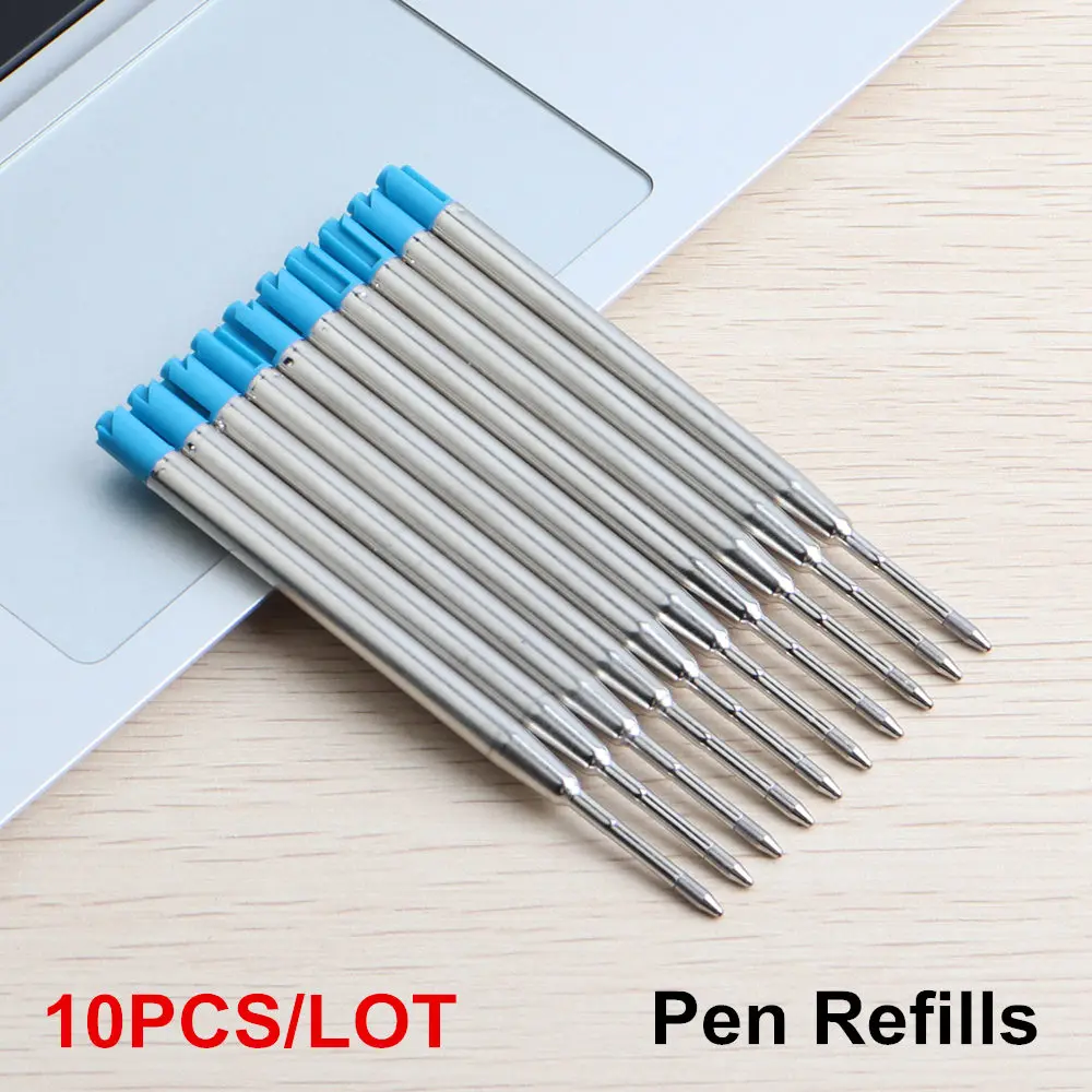 10PCS Pen Refills GENKKY металлическая шариковая ручка, вращающаяся стильная шариковая ручка из нержавеющей стали для школы, офиса, коммерческой канцелярской ручки - Цвет: 10PCS Pen Refills