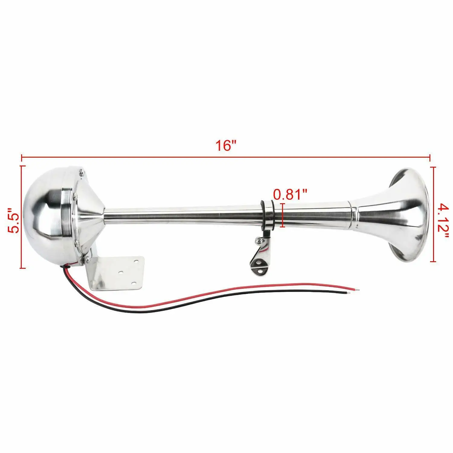 12v Морская Лодка из нержавеющей стали однотрубный рог, низкий тон, 16-1/8"