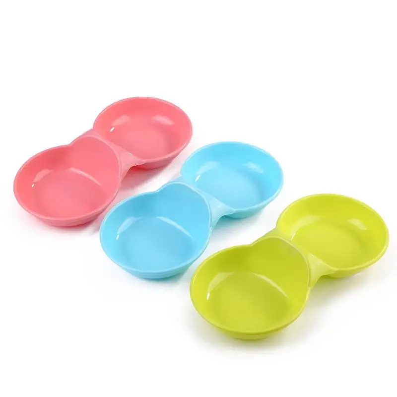 Портативный с рисунком собачки и котика двойной миска для собак Еда воды