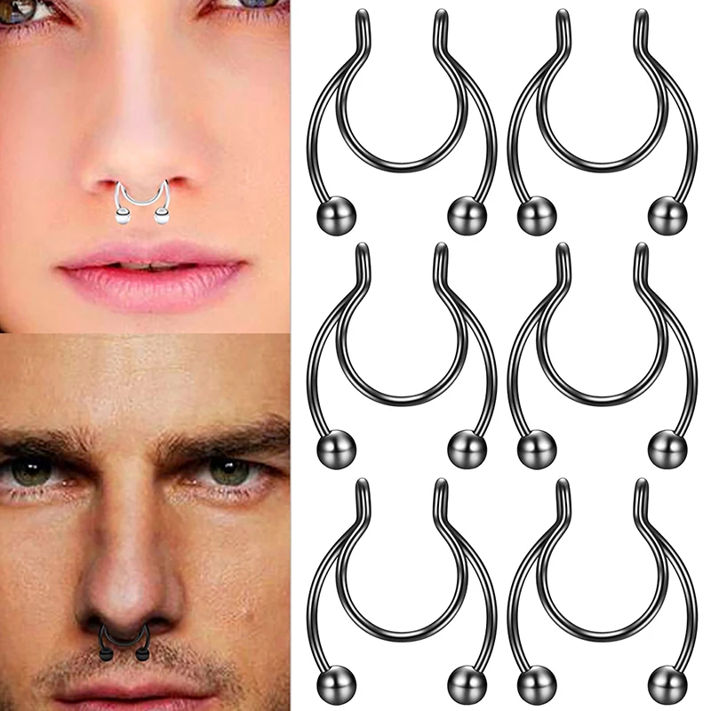 

New 1pcs Non Piercing Nose Ring Stainless Steel Fake Clip Hoop Nose Rings Gold Stud Sexy Non Pierced Body Jewelry for Women