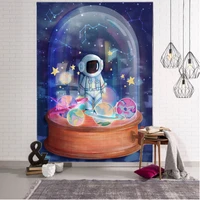astronaut decoration tapestry curtain background wall cloth decoration astronaut illustration bedroom living room background